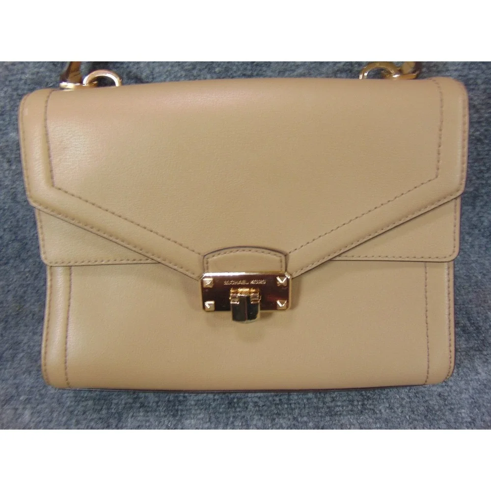 Michael Kors Handbag Jet Set Tan Leather Chain Strap Flap Turn Lock Shoulder Bag